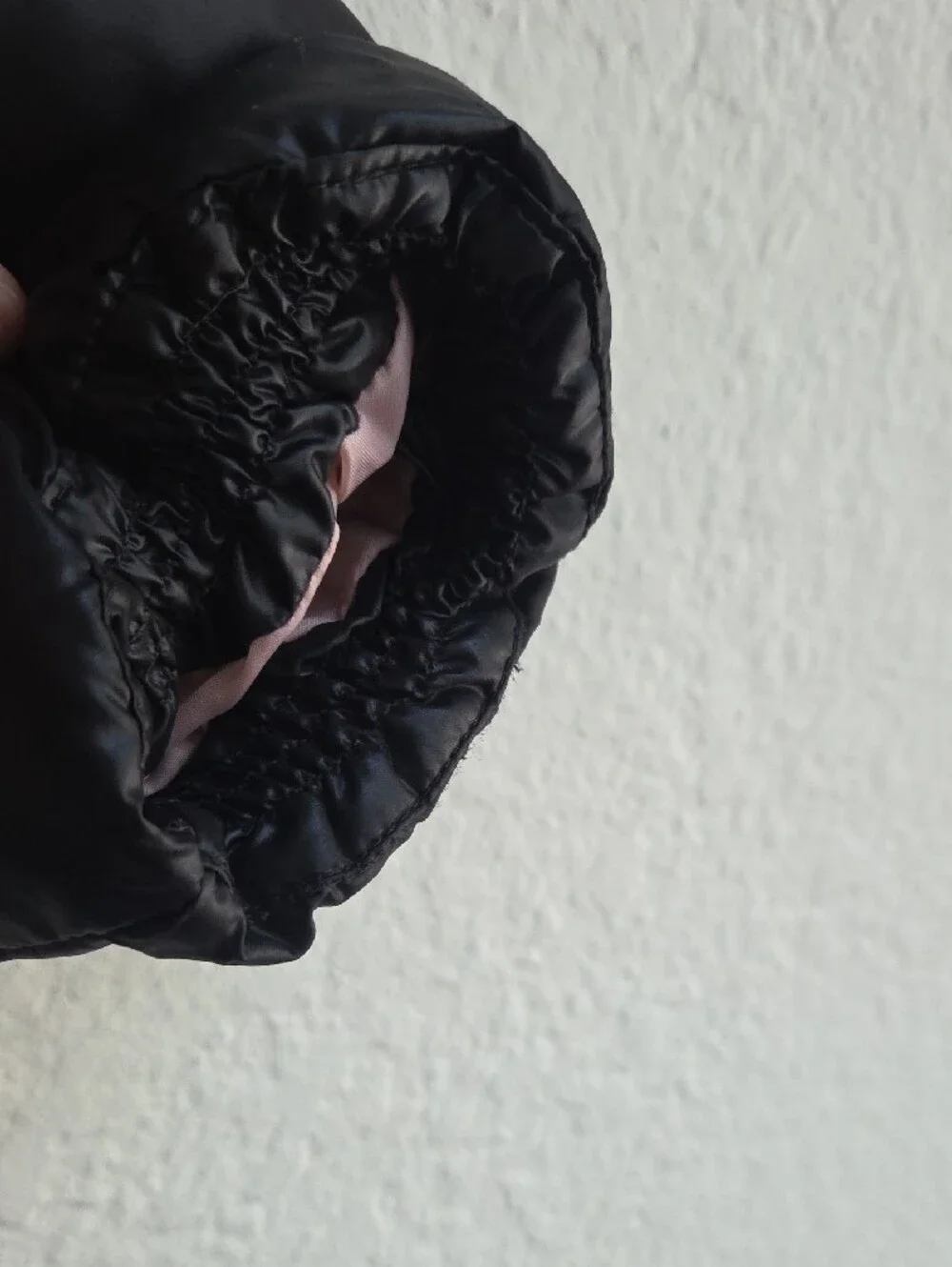 Michael Kors Black Puffer Coat with Pink Faux-Fur Hood Trim